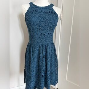 Altar'd State Teal Lace Midi Dress